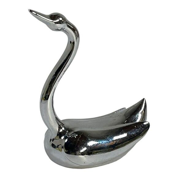 Vtg Ring Swan Holder Umbra Silver Tone Metal Design Jewelry Trinket Paperweight - Picture 1 of 6